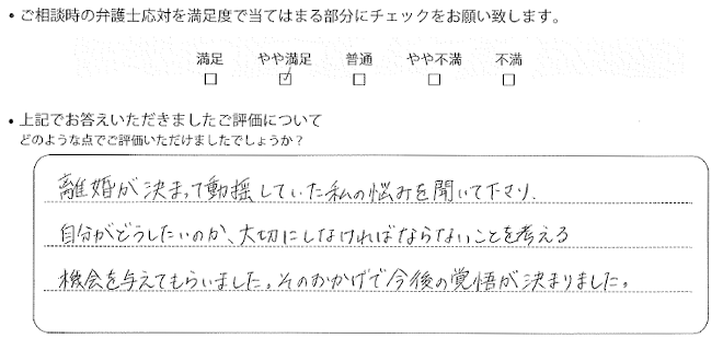 千葉法律事務所に離婚問題をご相談いただいたお客様の声